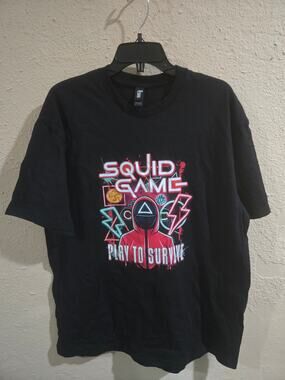Squidgame Tee Shirt, Heavy Cotton, Black, Men's Size XL